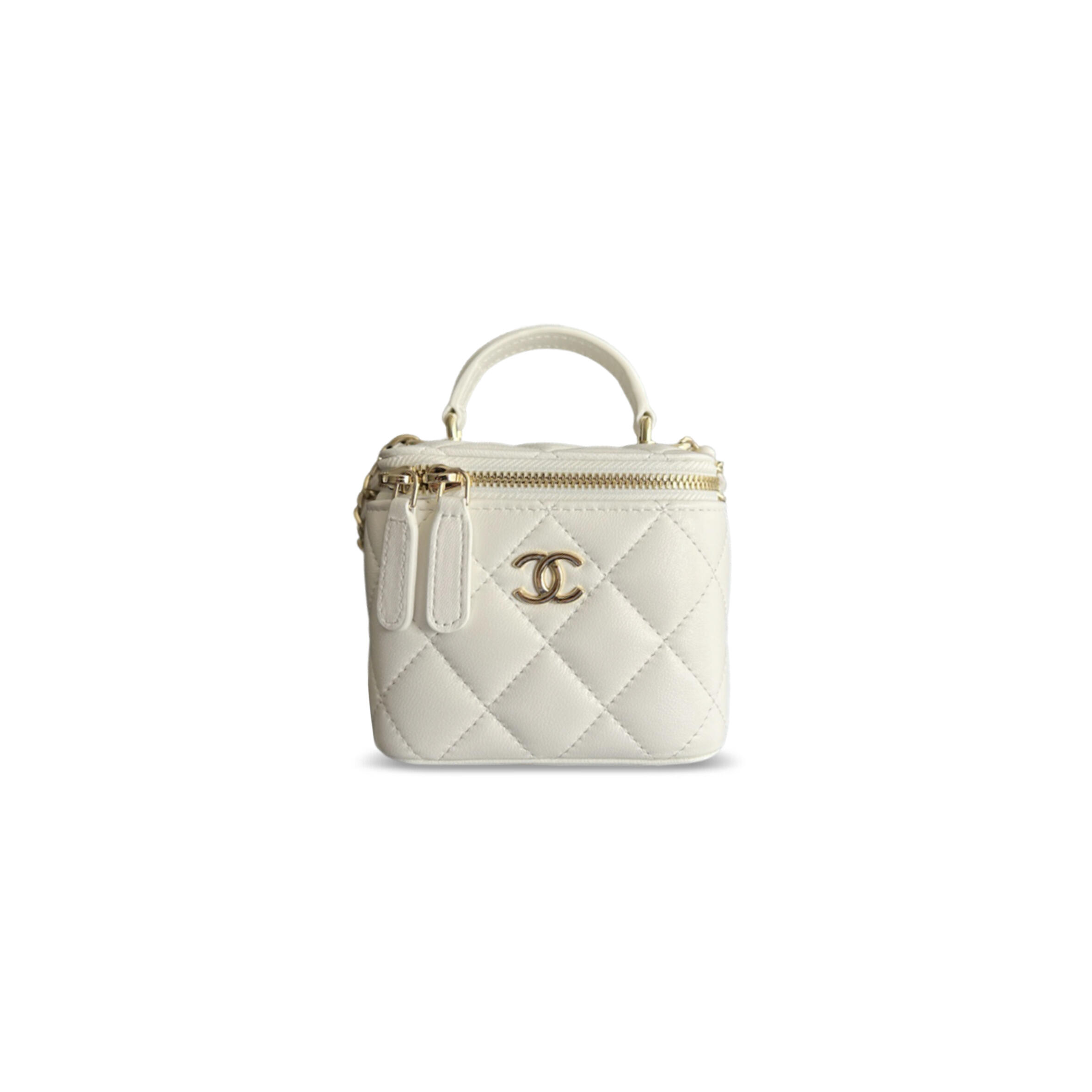 CHANEL MINI TOP HANDLE VANITY WITH CHAIN LAMBSKIN AP2198 (11*8.5*7cm)